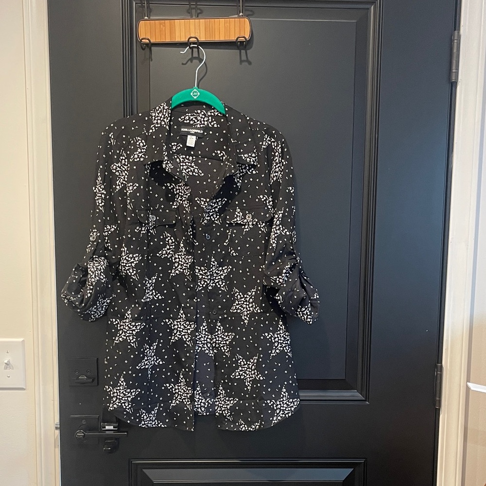 Karl Lagerfeld Black and White Star Print Shirt